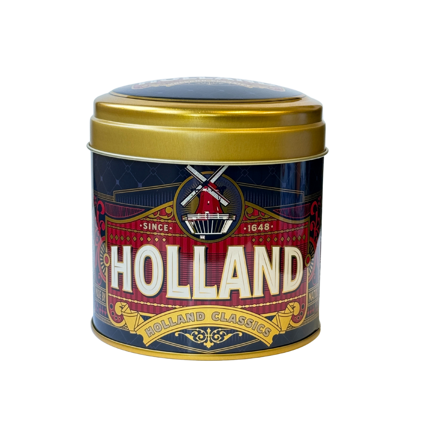 Dutch Design Stroopwafel Tin Can with 8ct Vegan/Organic Stroopwafels Combo