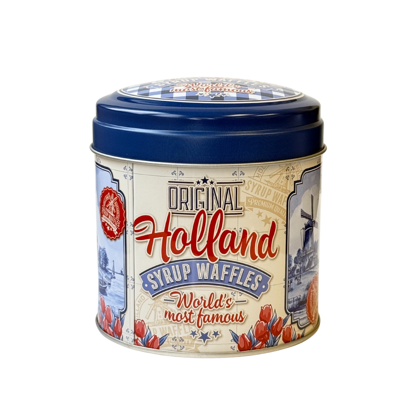 Dutch Design Stroopwafel Tin Can with 8ct Gluten Free Stroopwafels Combo