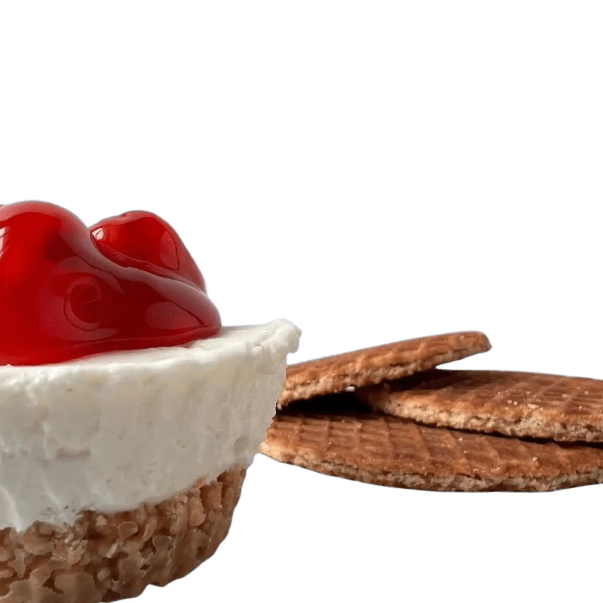 Stroopwafel and cherry pie with stroopwafels in the background