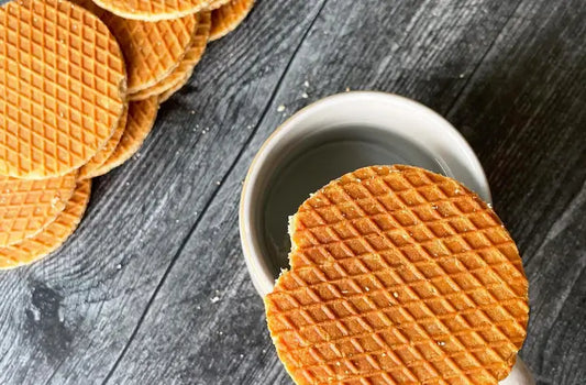 Dutch stroopwafels with a hot beverage