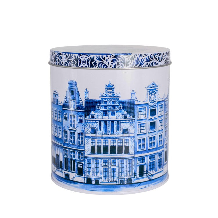 Delft canal houses tin can (without added stroopwafels)