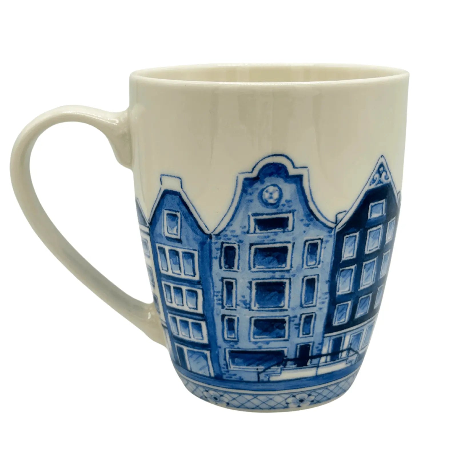 Dutch Mug with Canal Houses of Amsterdam Blue and Off White 