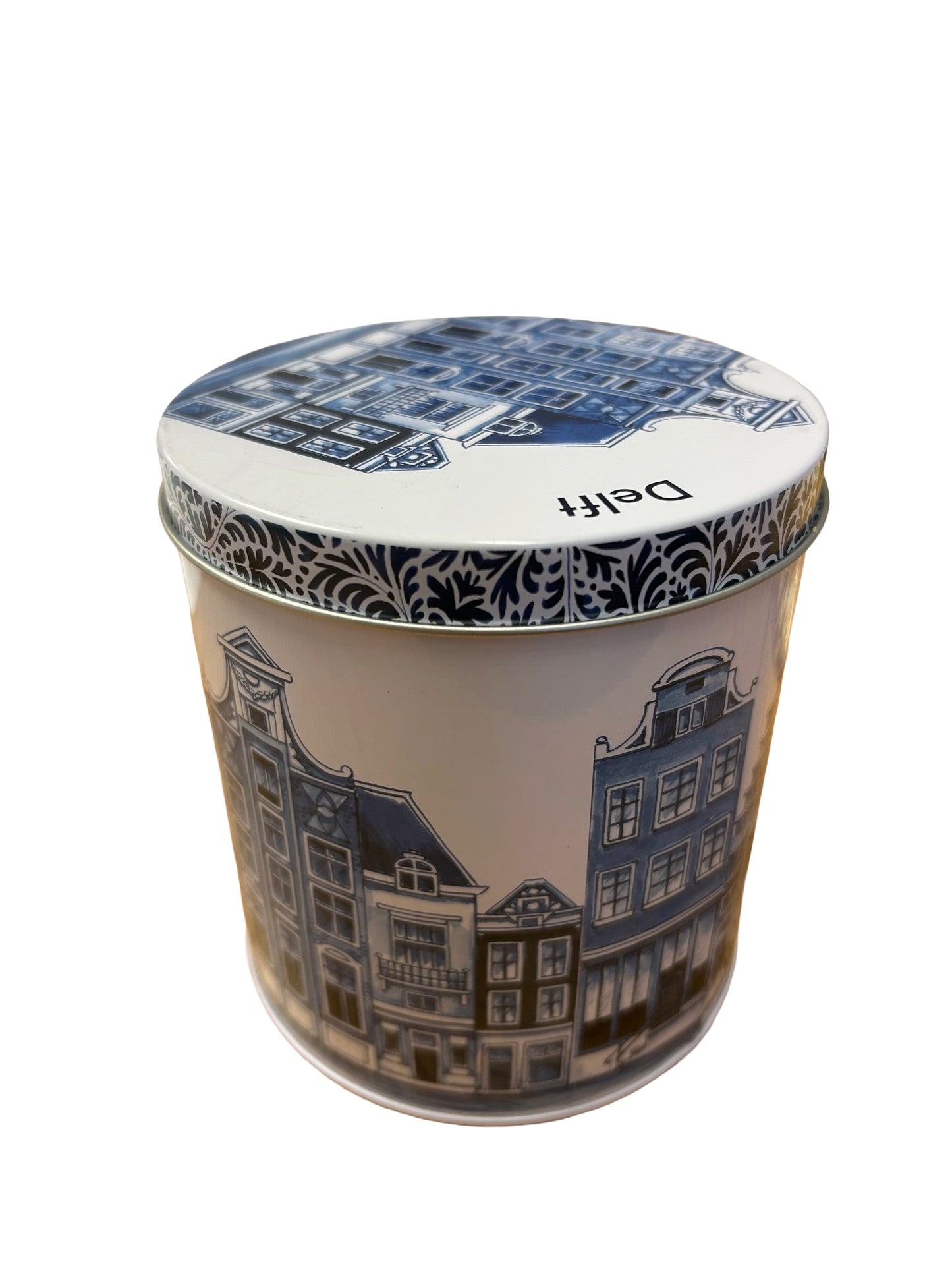 Delft canal houses tin can (without added stroopwafels)