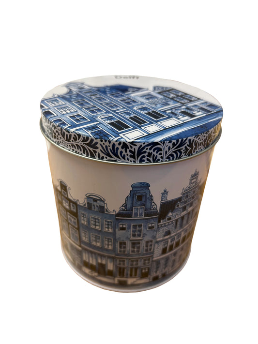 Delft canal houses tin can (without added stroopwafels)