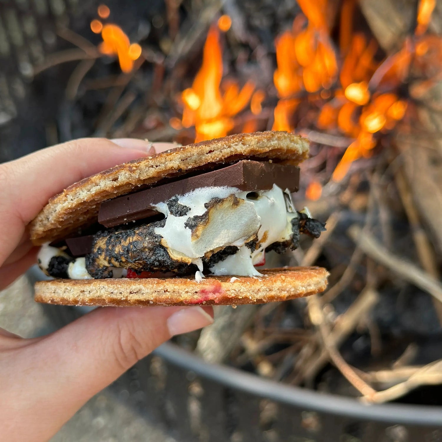 assembled smore using stroopwafel base 