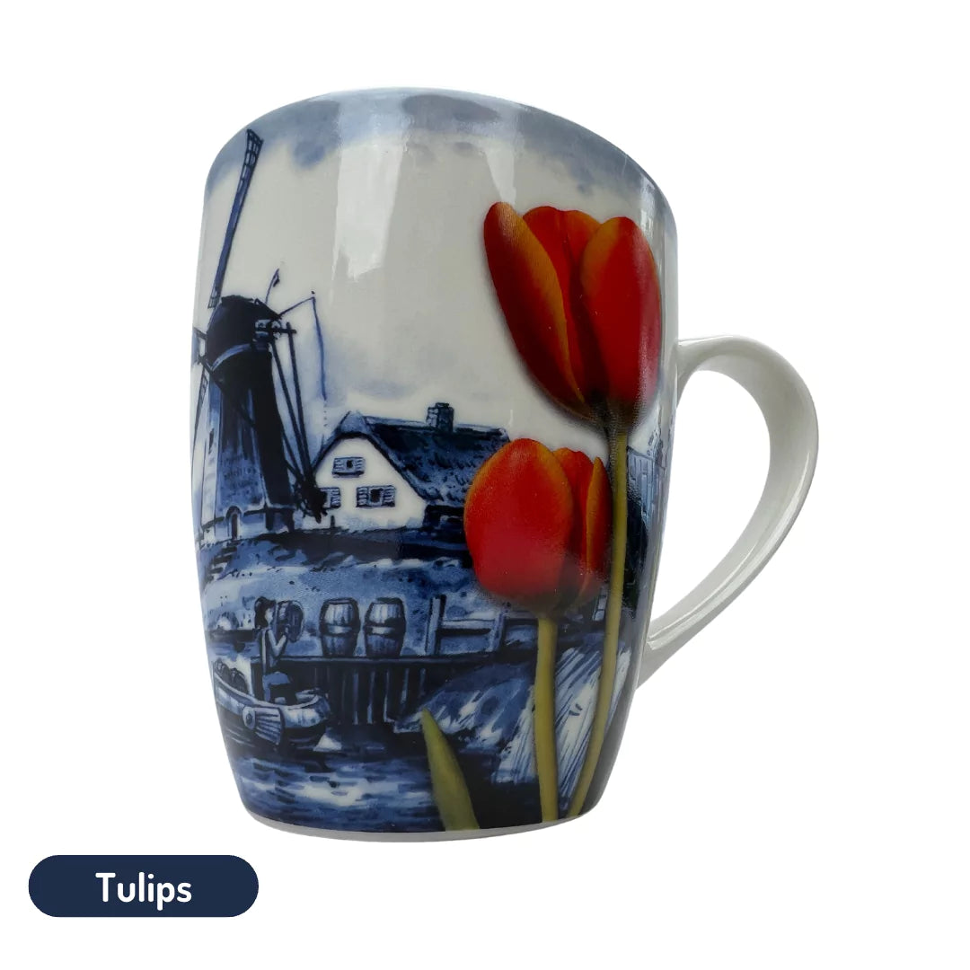 Dutch classic mug with tulips design